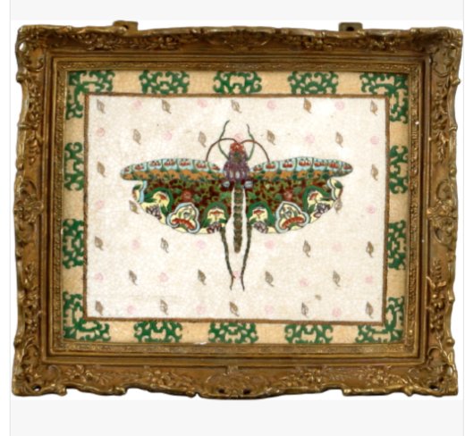 Hand-Painted Porcelain Wall Hanging Platter with Bronze Ormolu