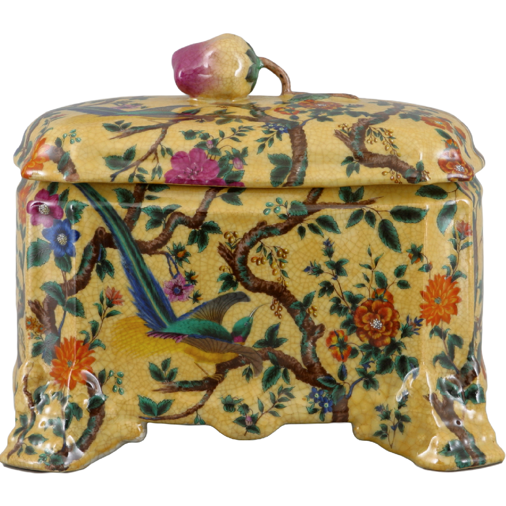 Hand-Painted Asian Porcelain Rectangular Decorative Box