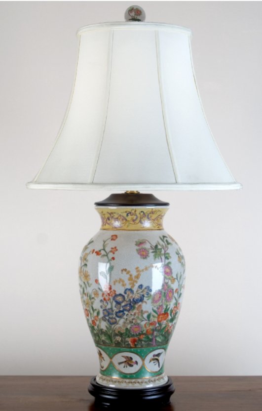 Asian Hand painted Fishtail Porcelain Vase Table Lamp