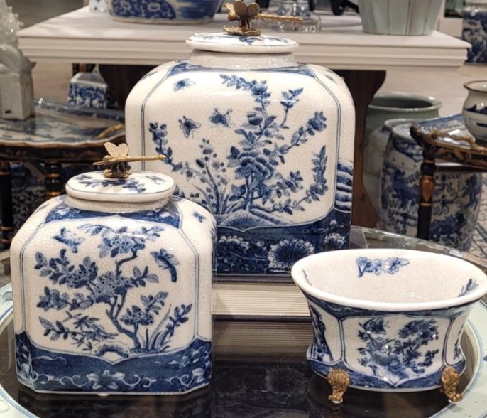 Blue and White Decorative Porcelain Jar