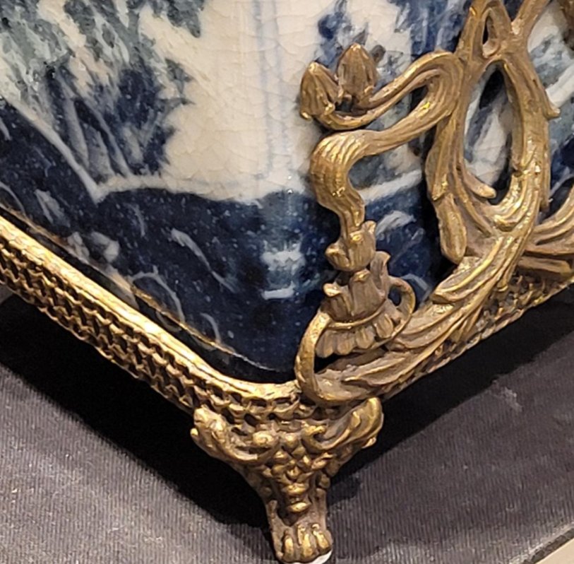 Hand-Painted Porcelain Decorative Vase with Bronze Ormolu