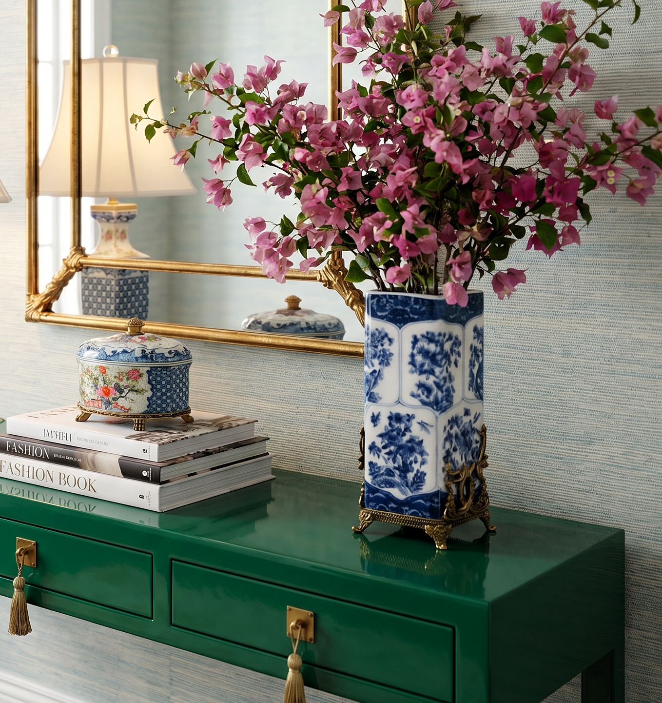 Hand-Painted Porcelain Decorative Vase with Bronze Ormolu