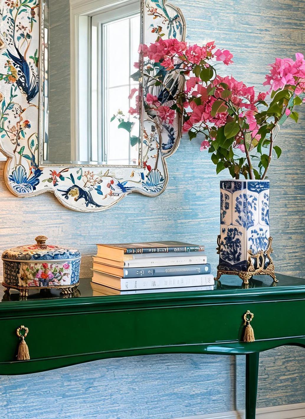 Hand-Painted Porcelain Decorative Vase with Bronze Ormolu