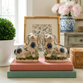 Staffordshire Style Blue and White Porcelain Rabbit Figurine Pair