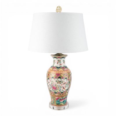 Rose Medallion Canton Porcelain Vase Table Lamp