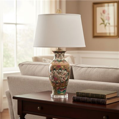 Rose Medallion Canton Porcelain Vase Table Lamp
