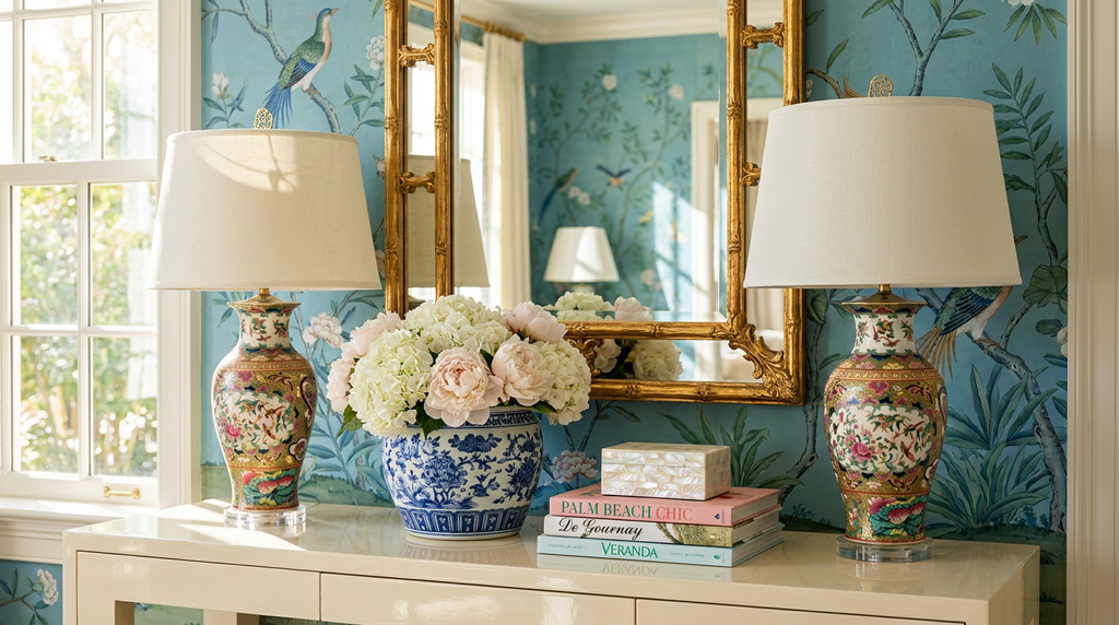 Rose Medallion Canton Porcelain Vase Table Lamp