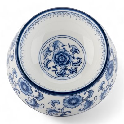 Blue and White Porcelain Non-Tip Dog Bowl