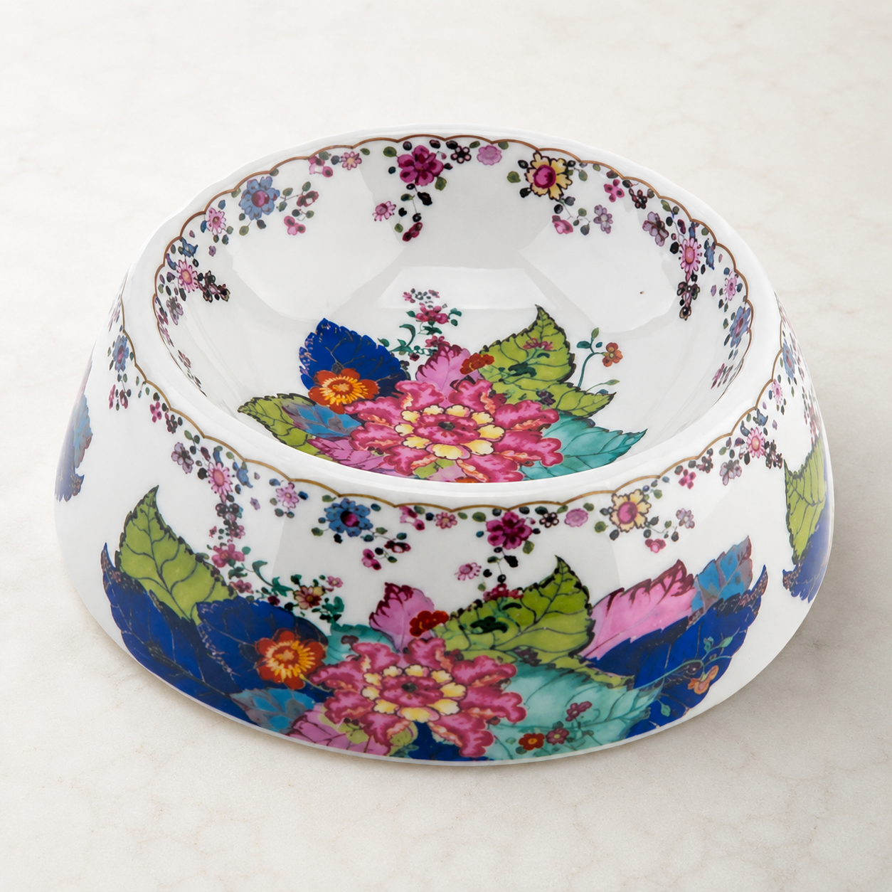 Tobacco Leaf Porcelain Non-Tip Dog Bowl
