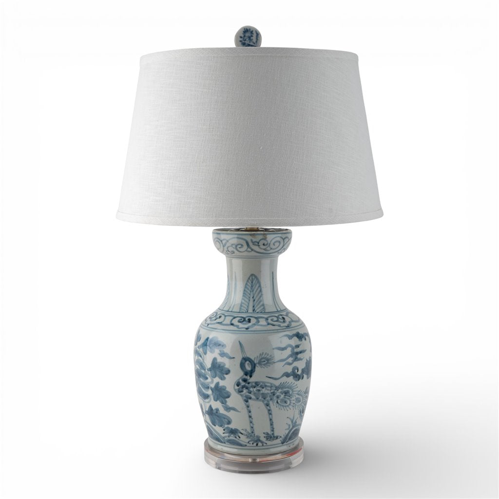 Chinoiserie Blue Antiqued Porcelain Table Lamp