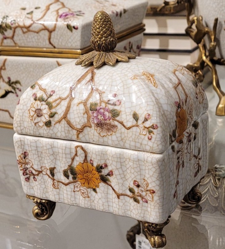 Feralia Porcelain Decorative Box with Bronze Ormolu Detail