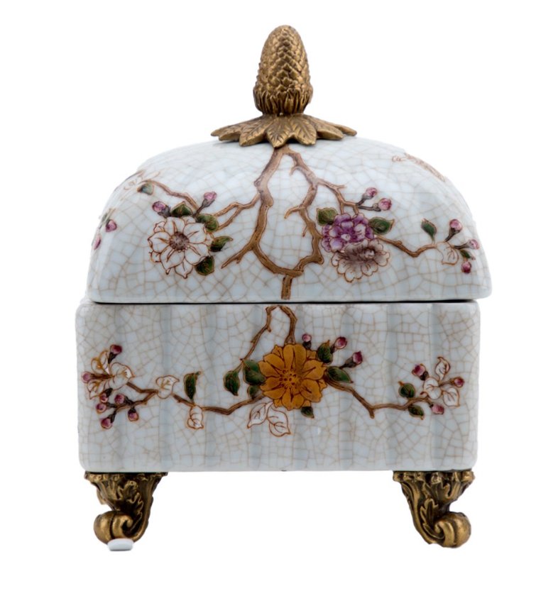 Feralia Porcelain Decorative Box with Bronze Ormolu Detail