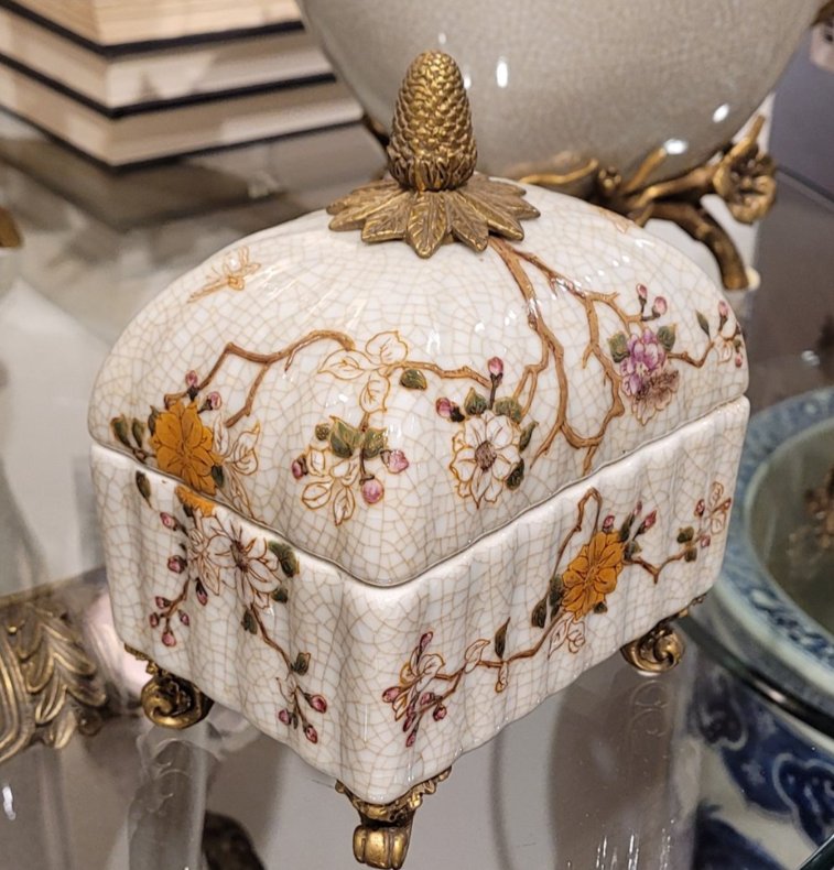 Feralia Porcelain Decorative Box with Bronze Ormolu Detail