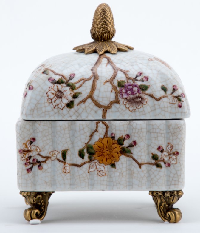 Feralia Porcelain Decorative Box with Bronze Ormolu Detail