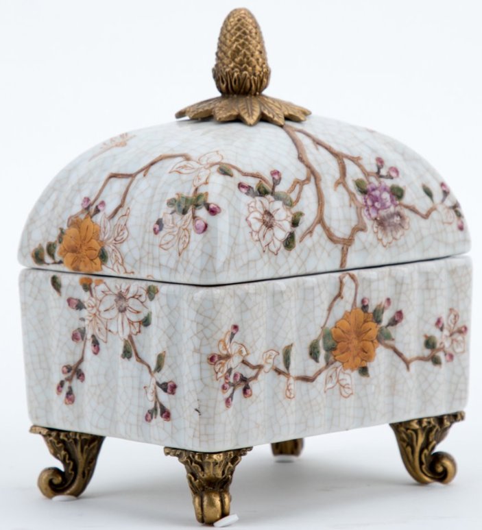 Feralia Porcelain Decorative Box with Bronze Ormolu Detail