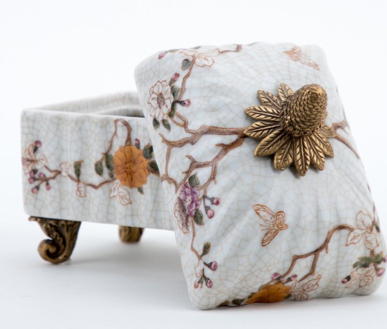 Feralia Porcelain Decorative Box with Bronze Ormolu Detail