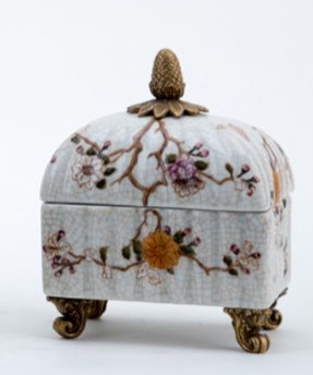 Feralia Porcelain Decorative Box with Bronze Ormolu Detail