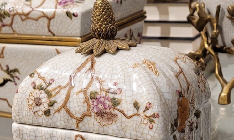 Feralia Porcelain Decorative Box with Bronze Ormolu Detail