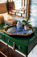 Azure Pagoda Porcelain Tray with Bronze Ormolu