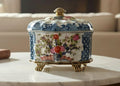 Garden Trellis Porcelain Oval Lidded Box with Bronze Ormolu