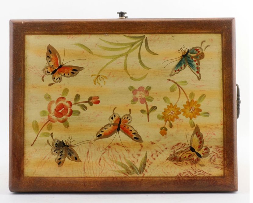 Chinoiserie Hand-Painted Lacquered Silverware & Flatware Chest