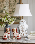 Ivory & Gold Chinoiserie Scalloped Hexagon Lamp