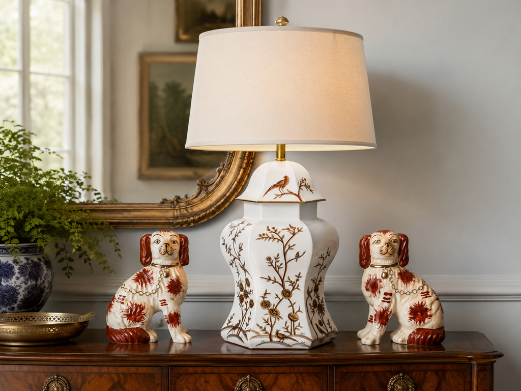 Classic Chestnut & Orange Staffordshire-Style Dog Statues (Pair)