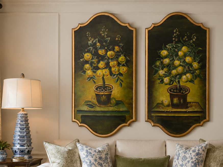 Lemon Tree Wall Panel Pair 18x36 Inches