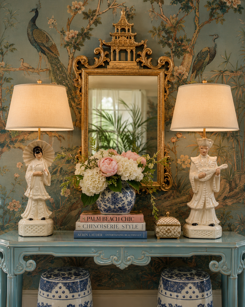 Vintage Mid-Century Blanc de Chine Figural Table Lamps - Pair