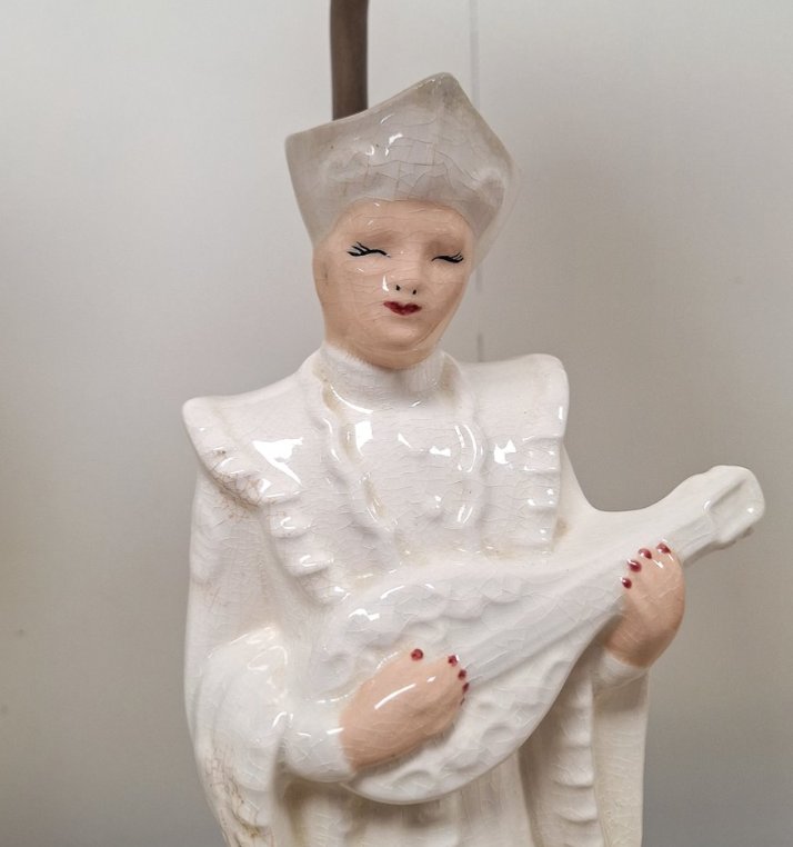 Vintage Mid-Century Blanc de Chine Figural Table Lamps - Pair