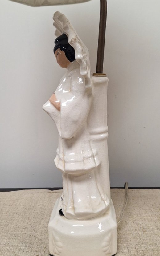Vintage Mid-Century Blanc de Chine Figural Table Lamps - Pair