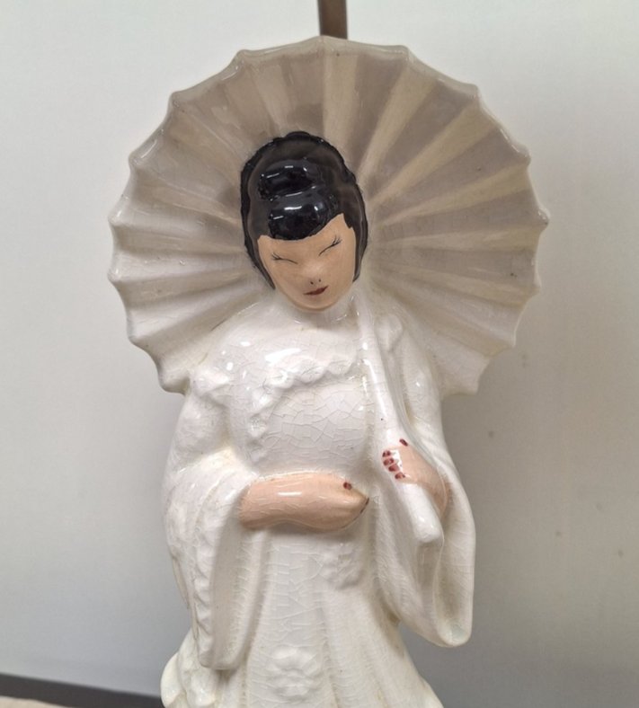 Vintage Mid-Century Blanc de Chine Figural Table Lamps - Pair
