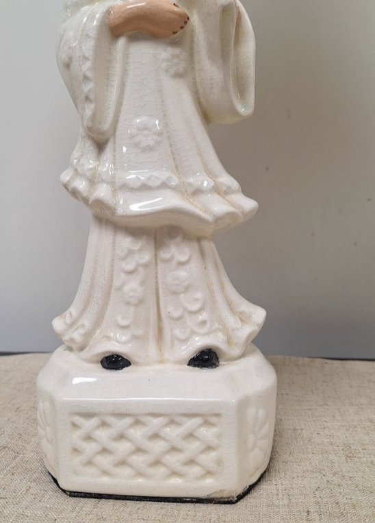 Vintage Mid-Century Blanc de Chine Figural Table Lamps - Pair