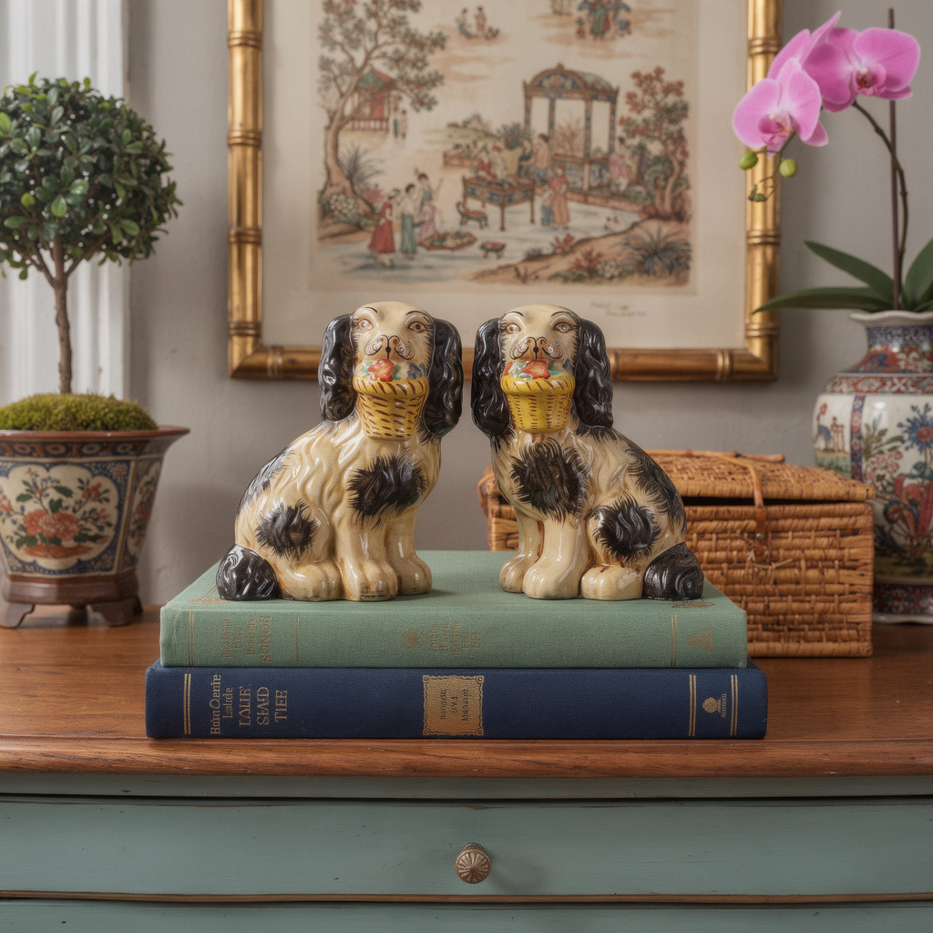 Staffordshire-Style Porcelain Dog Figurine Pair
