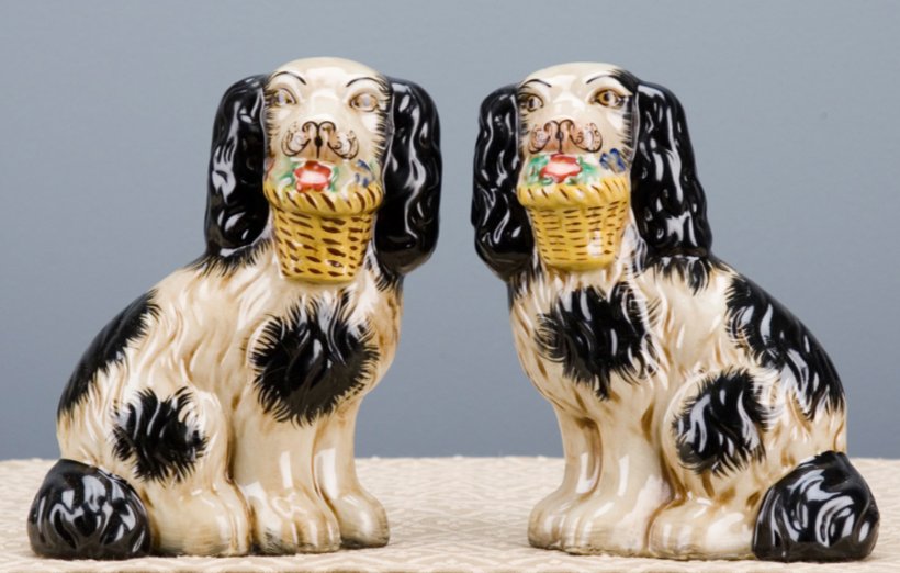 Staffordshire-Style Porcelain Dog Figurine Pair