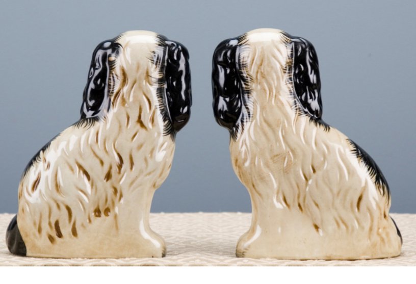 Hand-Painted Staffordshire-Style Dog Figurine Pair