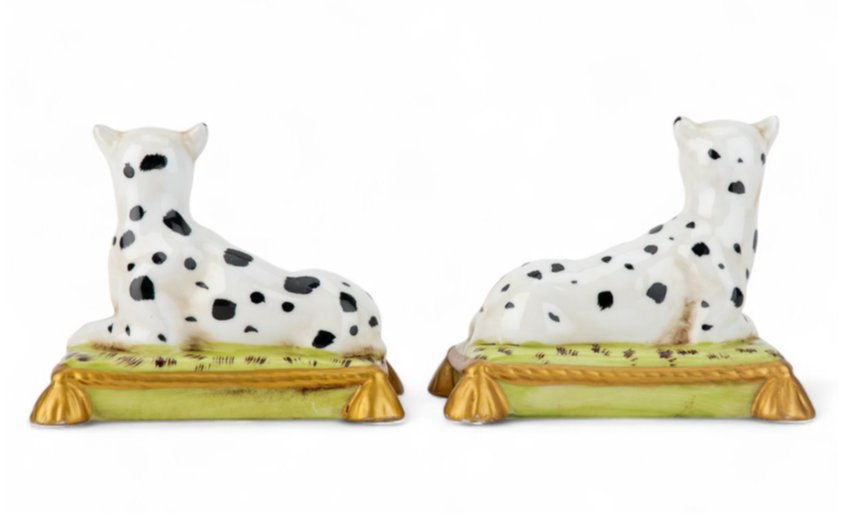 Staffordshire Tang Leopard-Pattern Porcelain Figurine Pair