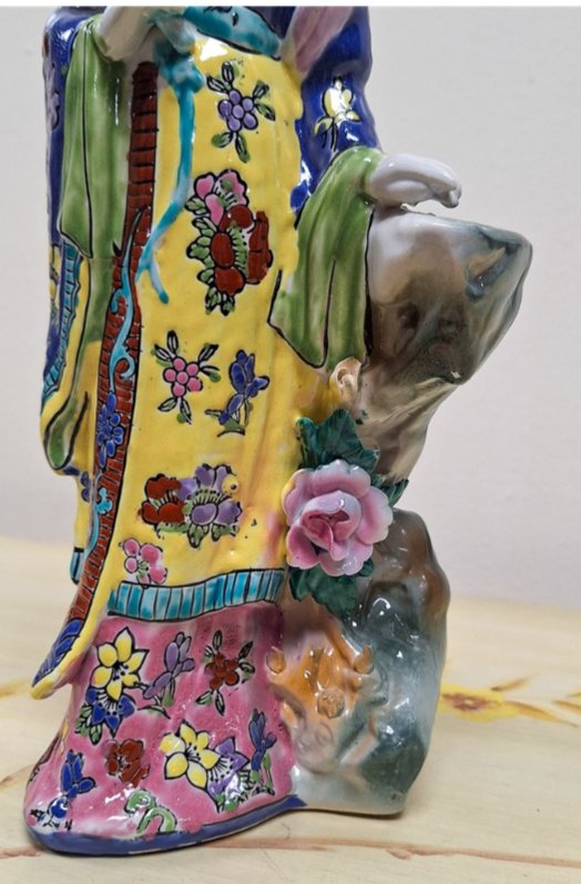 Vintage-Style Porcelain Floral Lady Figurine with Fan