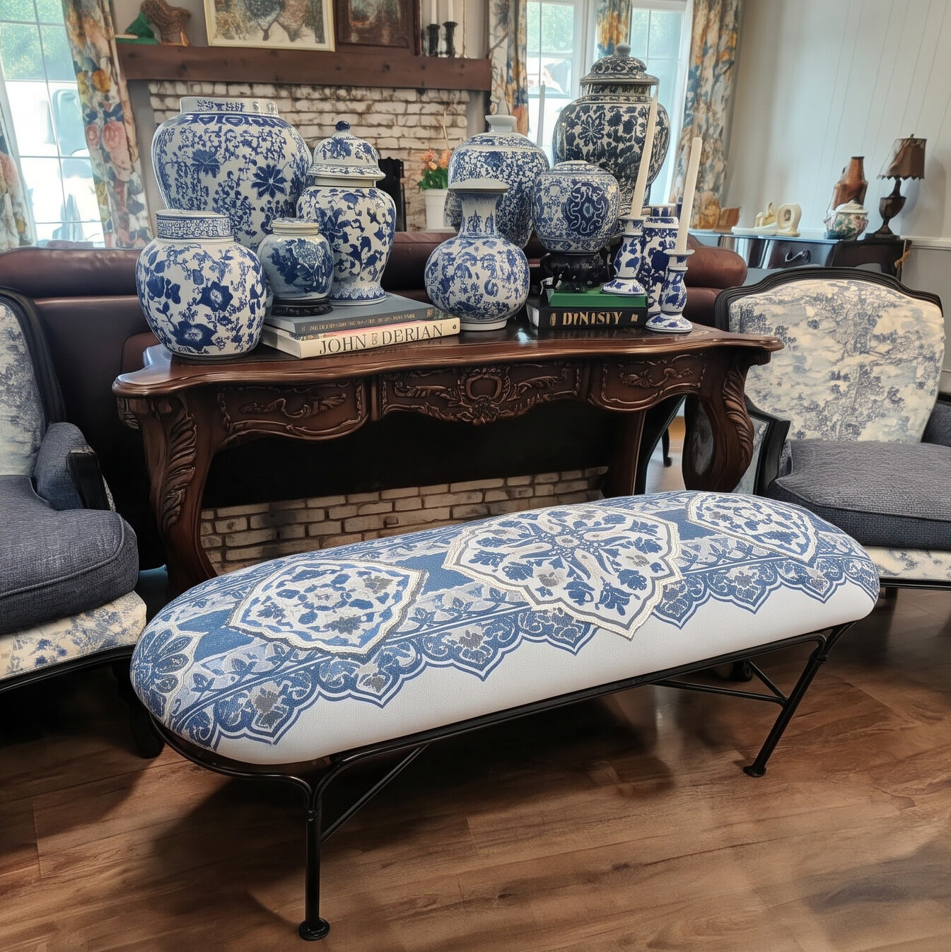 https://chairish-prod.freetls.fastly.net/image/product/master/500a0d45-6f28-4a48-aea8-3d47b3b0effd/custom-blue-and-white-chinoiserie-upholstered-bench-with-black-iron-base-7107