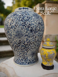 Large Chinoiserie Ceramic Asian temple jar : French Style Floral Decor