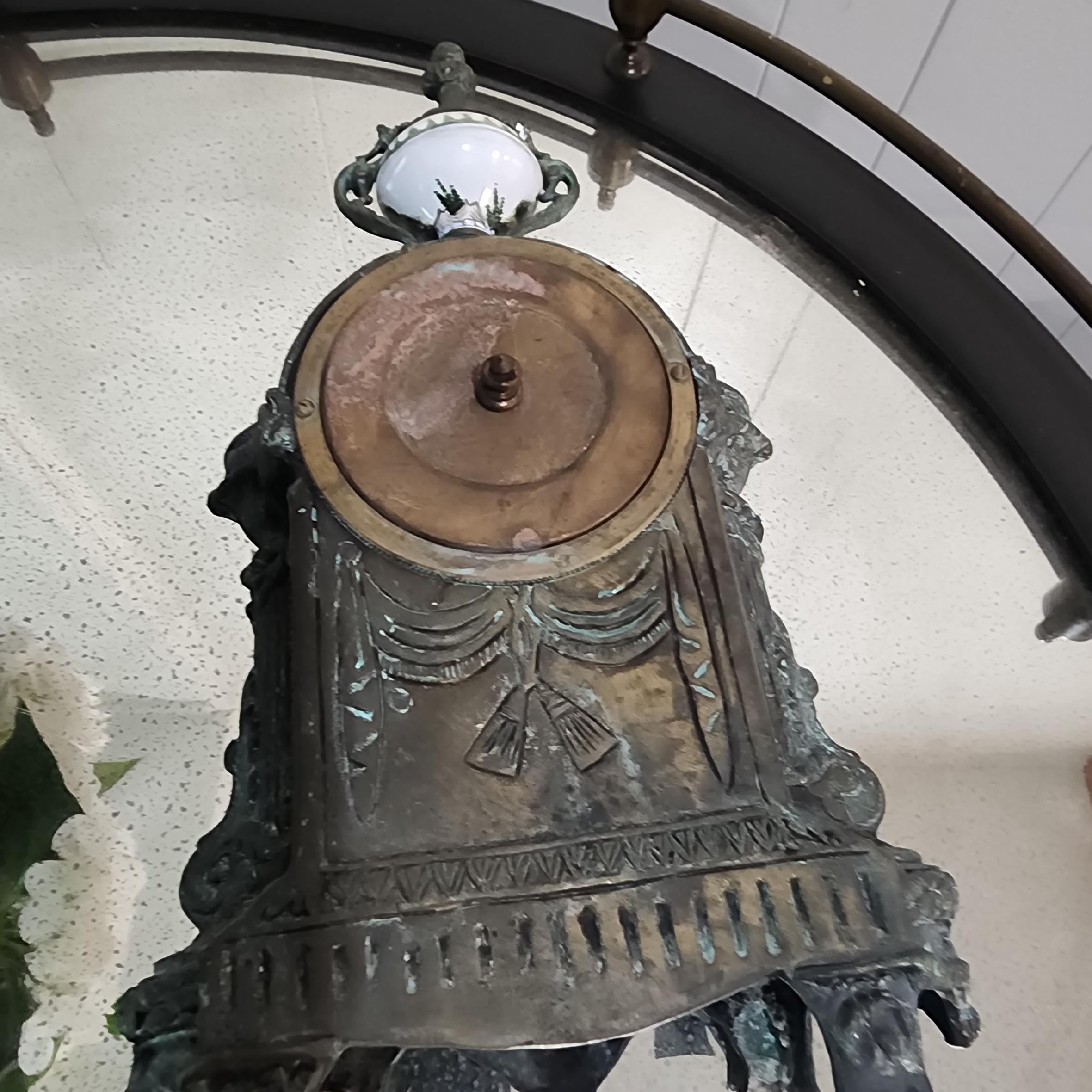 French-Style Antique clock, Bronze with Porcelain Inset Panels –  Windup Working