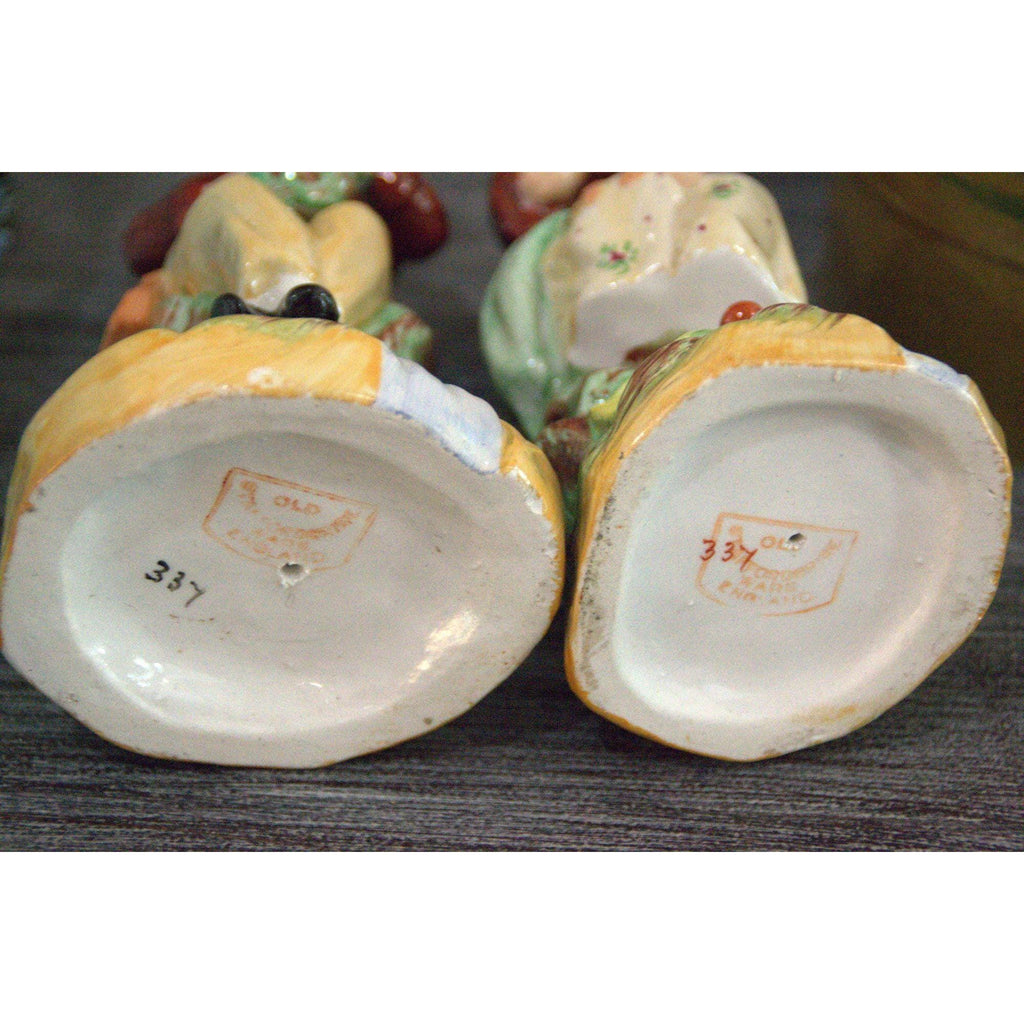 Staffordshire couple vintage Figurines: Hand-Painted porcelain collectible accents