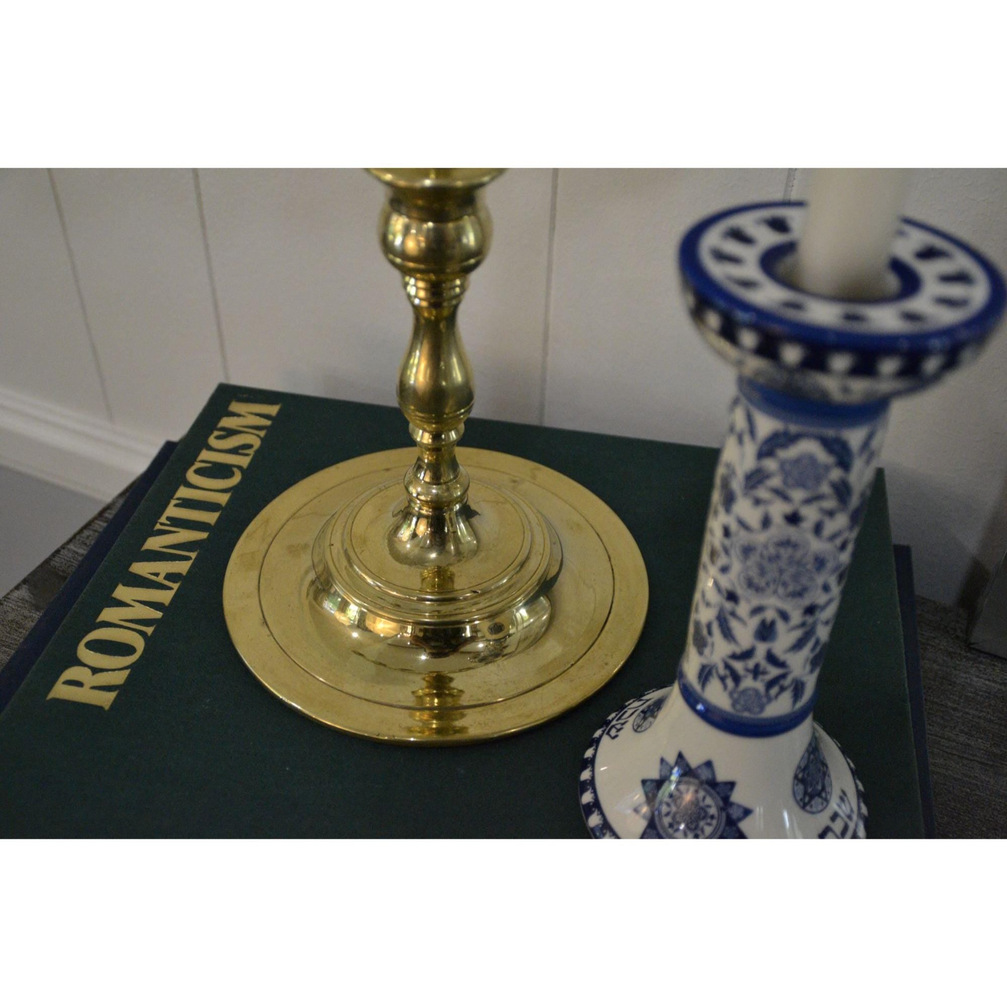 Brass Menorah Large European vintage Hanukkah candelabra