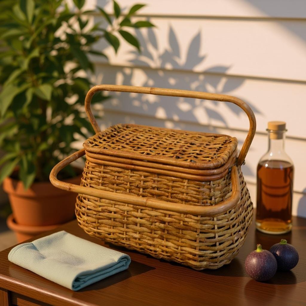 Large Vintage decorative Basket With Two Sturdy pivoting Handles
