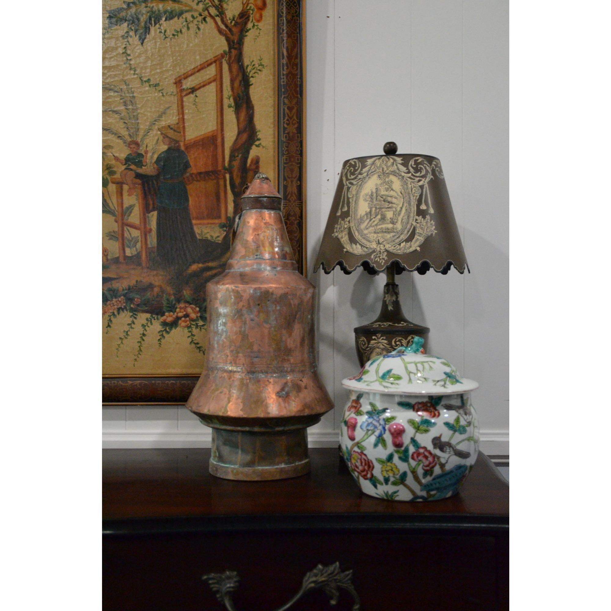 Vintage copper Middle Eastern Jug  Ewer With Handle relic decor