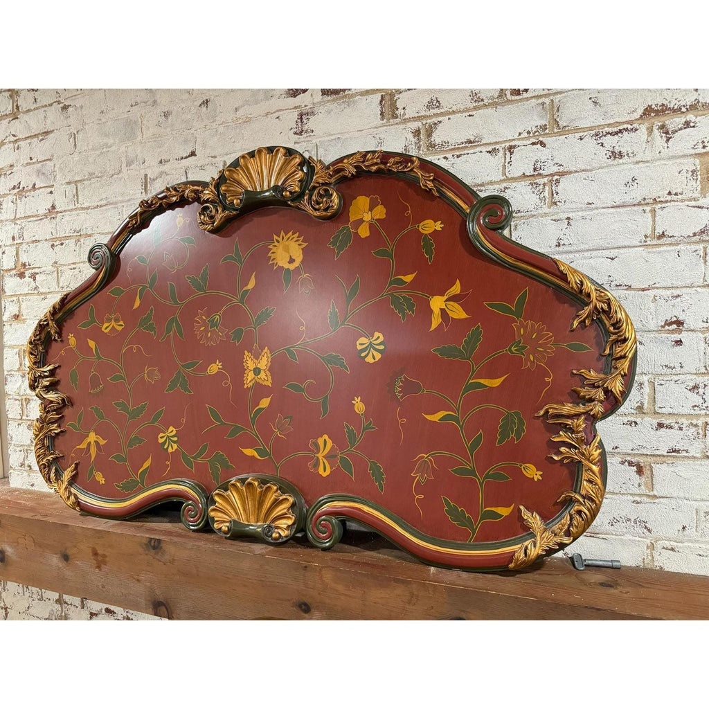 Hollywood Regency Florentine Style Decorative Wall Panel – Hand Painted Floral Vine