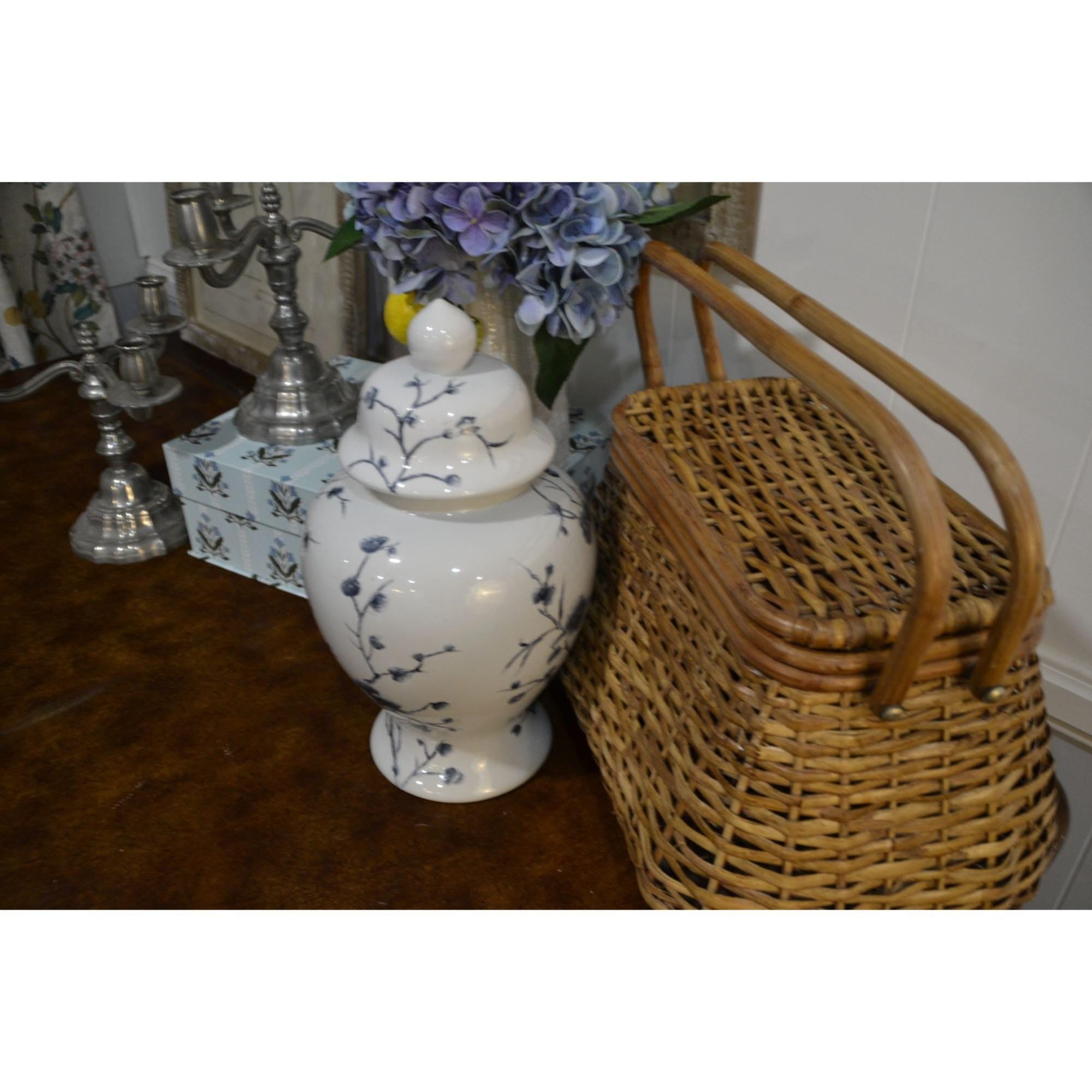 Large Vintage decorative Basket With Two Sturdy pivoting Handles