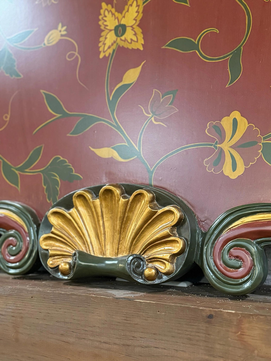 Hollywood Regency Florentine Style Decorative Wall Panel – Hand Painted Floral Vine