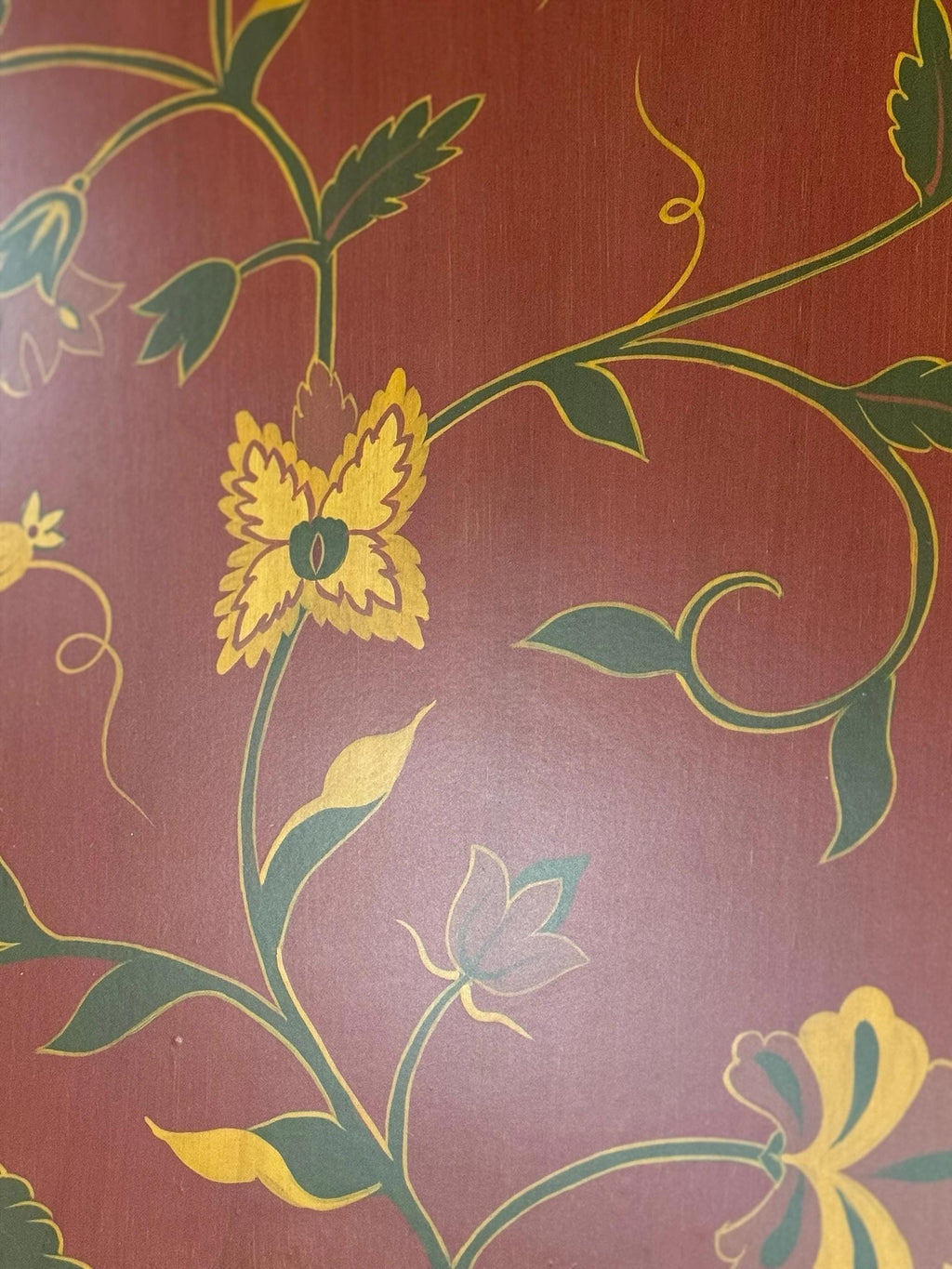 Hollywood Regency Florentine Style Decorative Wall Panel – Hand Painted Floral Vine