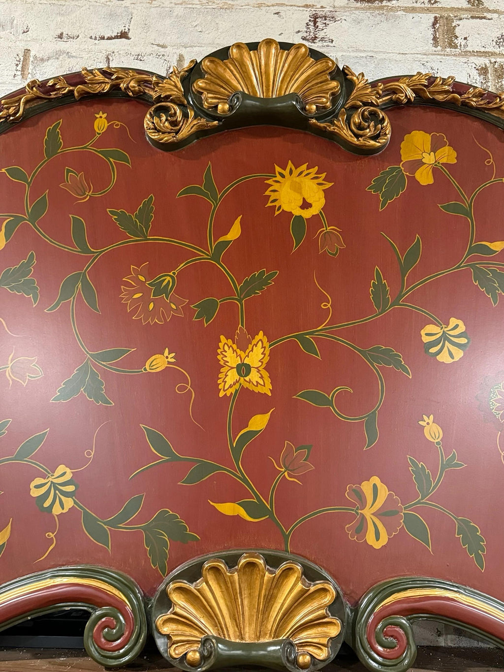 Hollywood Regency Florentine Style Decorative Wall Panel – Hand Painted Floral Vine